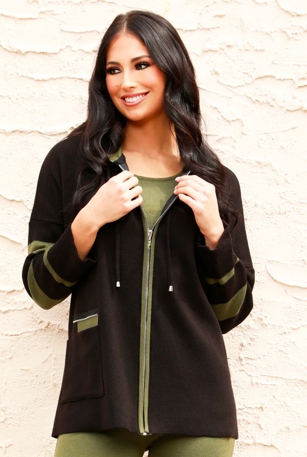 Angel Apparel Stripe Zip Poncho sold by Ruumur