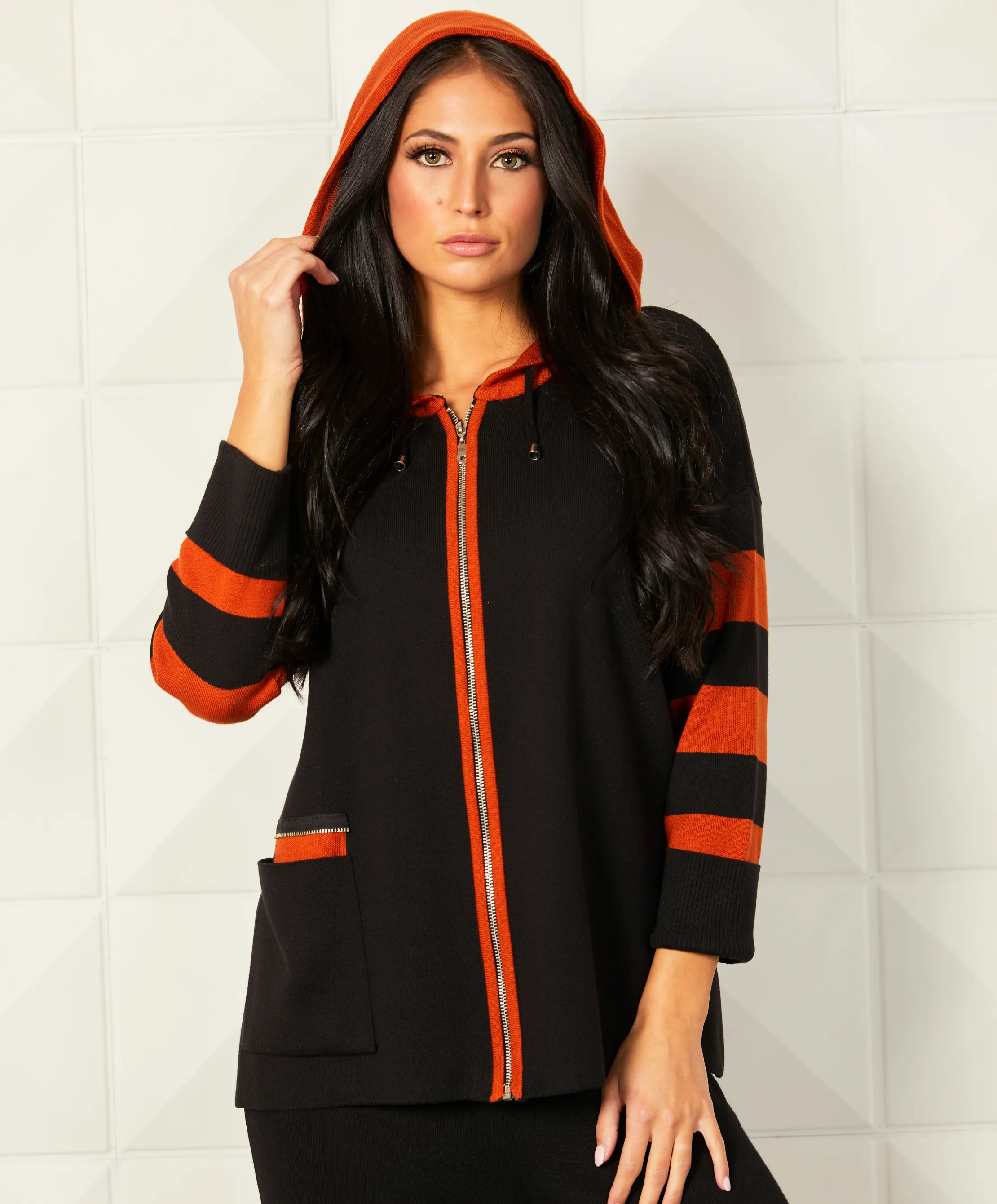 Angel Apparel Stripe Zip Poncho sold by Ruumur product image thumbnail 3