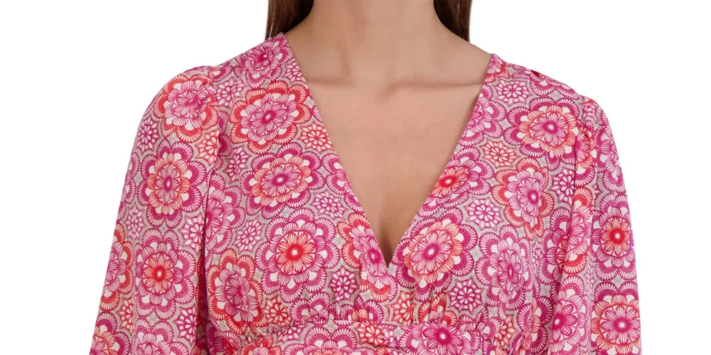BCBGeneration Women's Cropped Floral Shirred Top Pink Size Small sold by Ruumur product image thumbnail 2