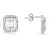 Sterling Silver Baguette-cut CZ Stud Earrings sold by Ruumur