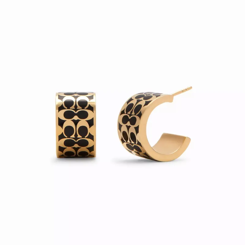 Coach Signature Enamel Huggie Earrings made by Ruumur