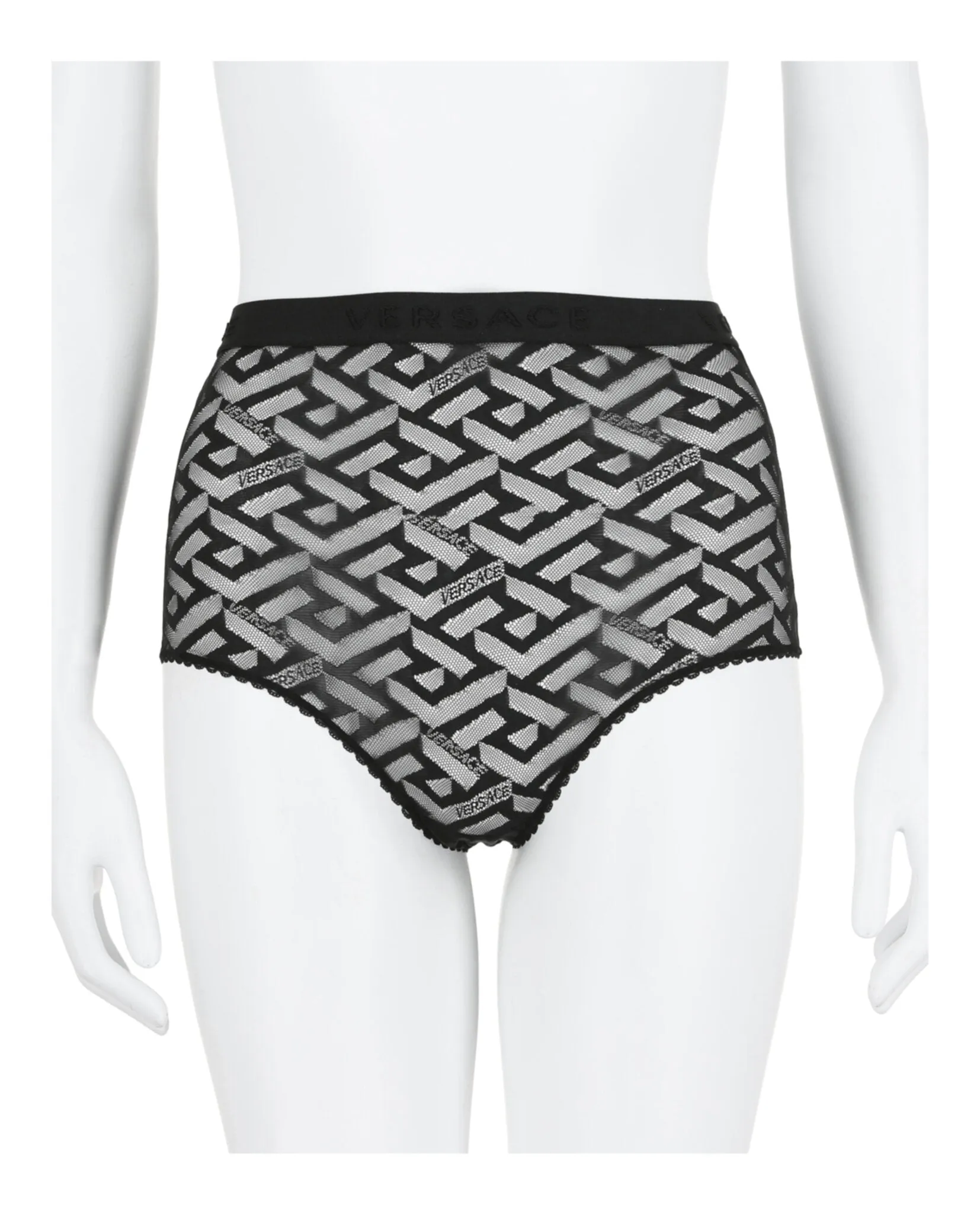 Versace La Greca-Pattern Tulle Briefs sold by Ruumur