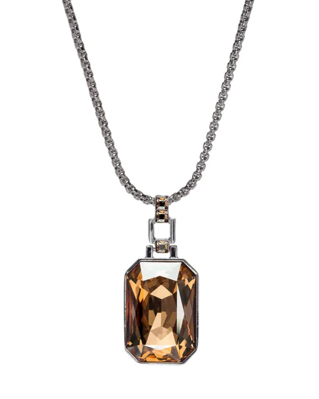 Golden Shadow Hexagonal Swarovski Crystal Pendant Necklace sold by Ruumur
