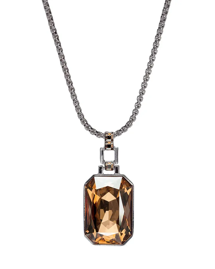 Golden Shadow Hexagonal Swarovski Crystal Pendant Necklace sold by Ruumur