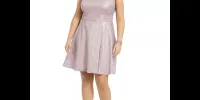 Morgan & Co. Women's Plus Metallic Sleeveless Fit & Flare Dress Pink Size 18W sold by Ruumur