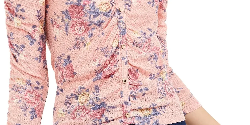 Crave Fame Juniors' Ruched Floral Top Blue Size Small sold by Ruumur product image thumbnail 5