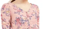 Crave Fame Juniors' Ruched Floral Top Blue Size Small sold by Ruumur