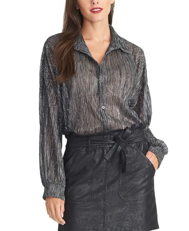 Rachel Roy Women's Ben Metallic Knit Top Gray Size Medium sold by Ruumur