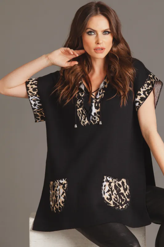 Angel Apparel Leopard Tie Up Poncho sold by Ruumur