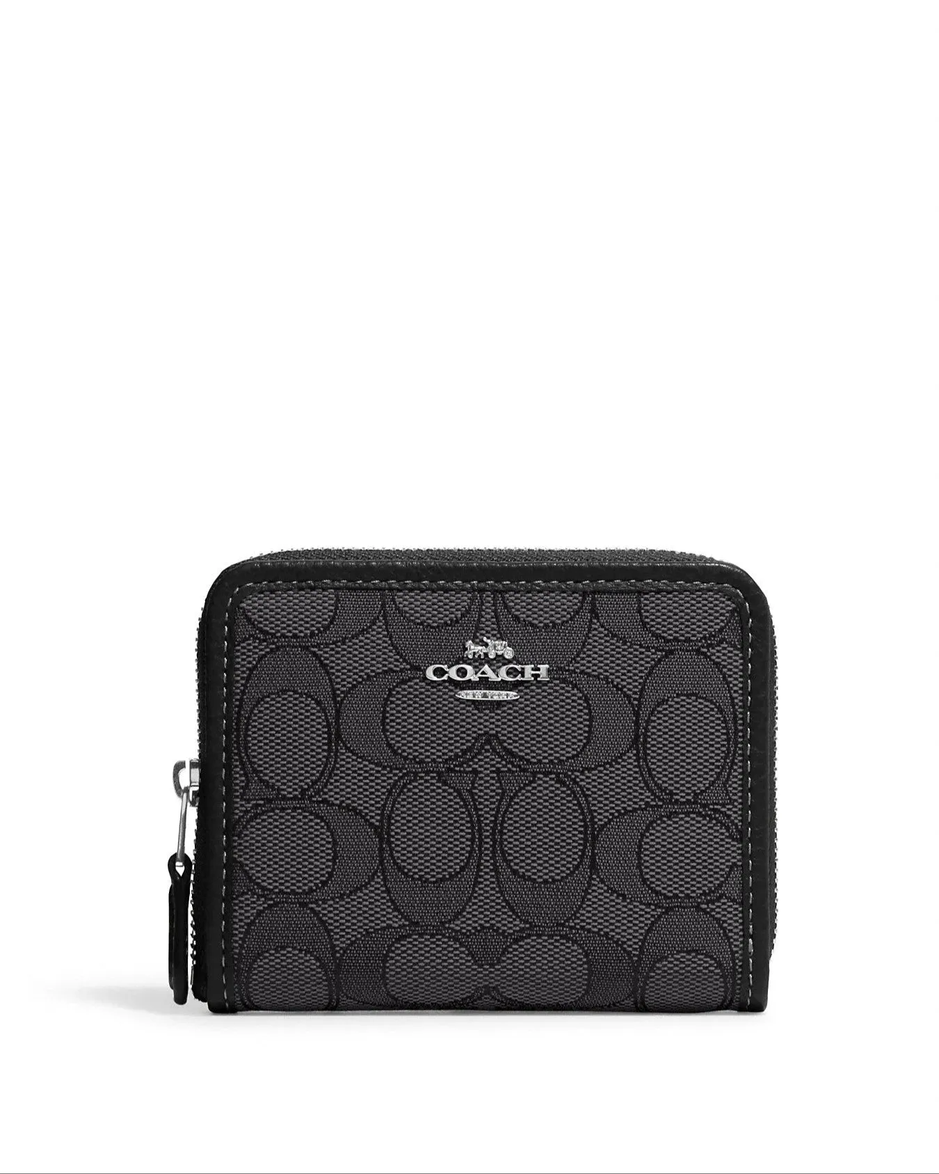 Coach Women's Black Smoke Black Multi Small Zip Around Wallet In Signature Jacquard sold by Ruumur