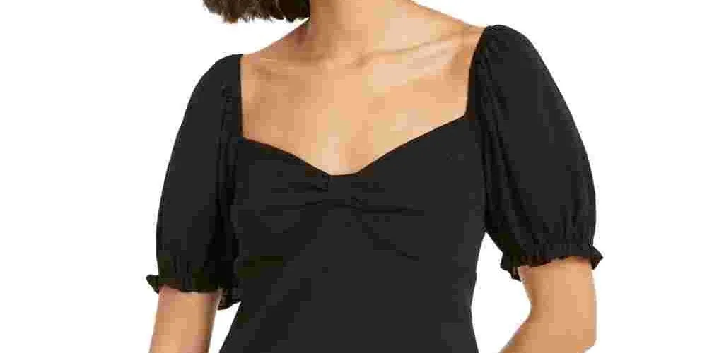 Ash & Violet Women's Knot Front Pouf Sleeve Top Black sold by Ruumur product image thumbnail 2