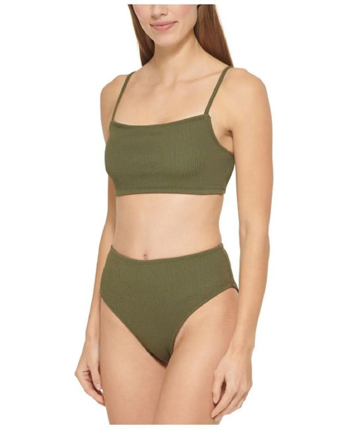 DKNY Women's Textured High Waist Bikini Bottom Swimsuit Green sold by Ruumur product image thumbnail 2
