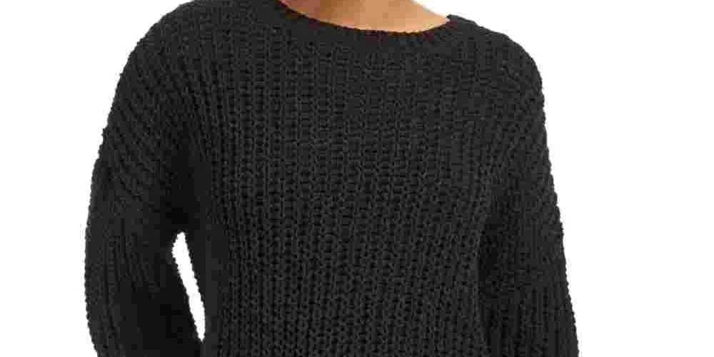 WYNTER Women's Pointelle Hem Chenille Sweater Black Size Extra Large sold by Ruumur product image thumbnail 2