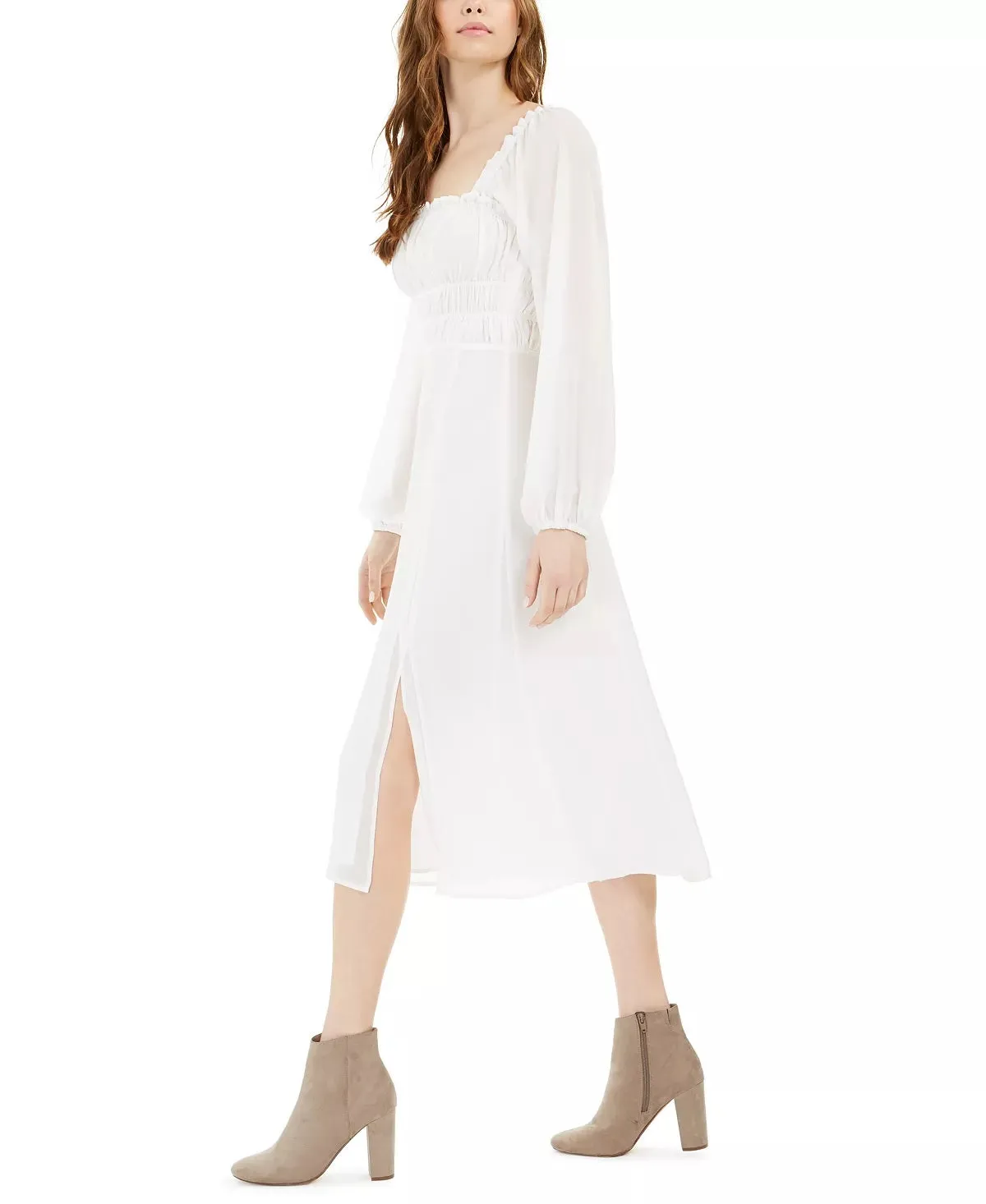 Leyden Women's Smocked Midi Dress White Size Large sold by Ruumur product image thumbnail 3