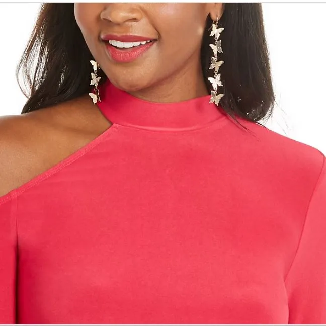 Thalia Sodi Women's Cold Shoulder Mock Neck Top Pink Size Large sold by Ruumur product image thumbnail 2