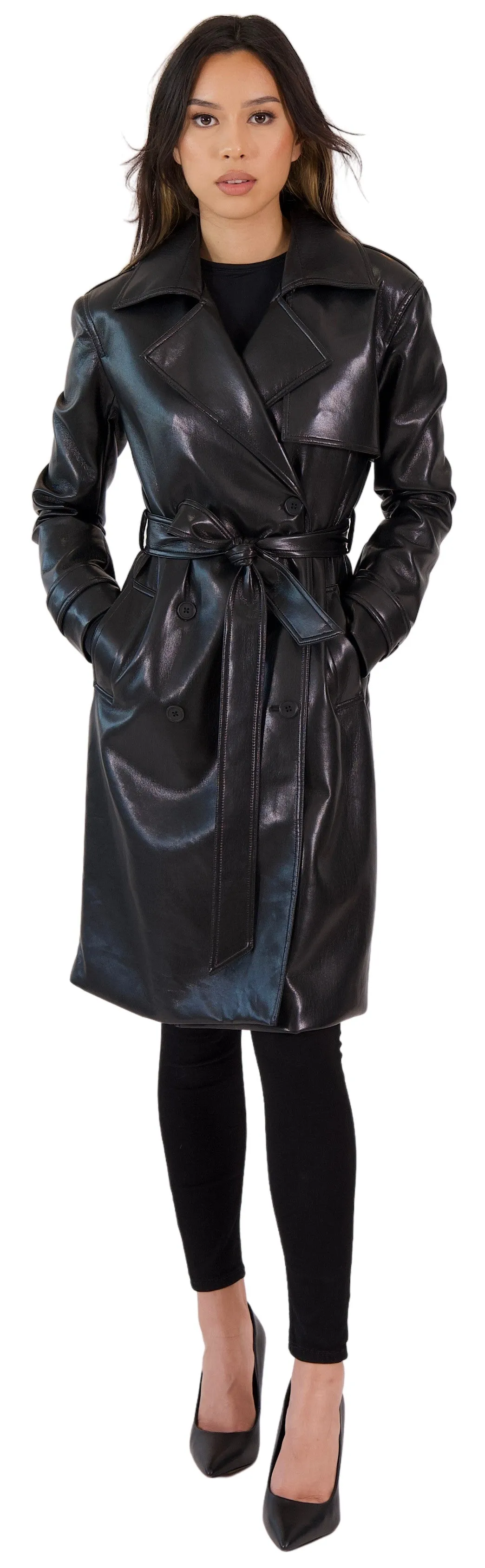 Sicily Amber Vegan Leather Trench sold by Ruumur