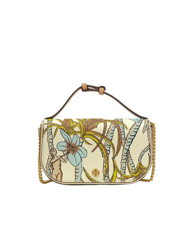 Tory Burch Cream Brown Climbing Palms Emerson Printed Top Handle Crossbody sold by Ruumur