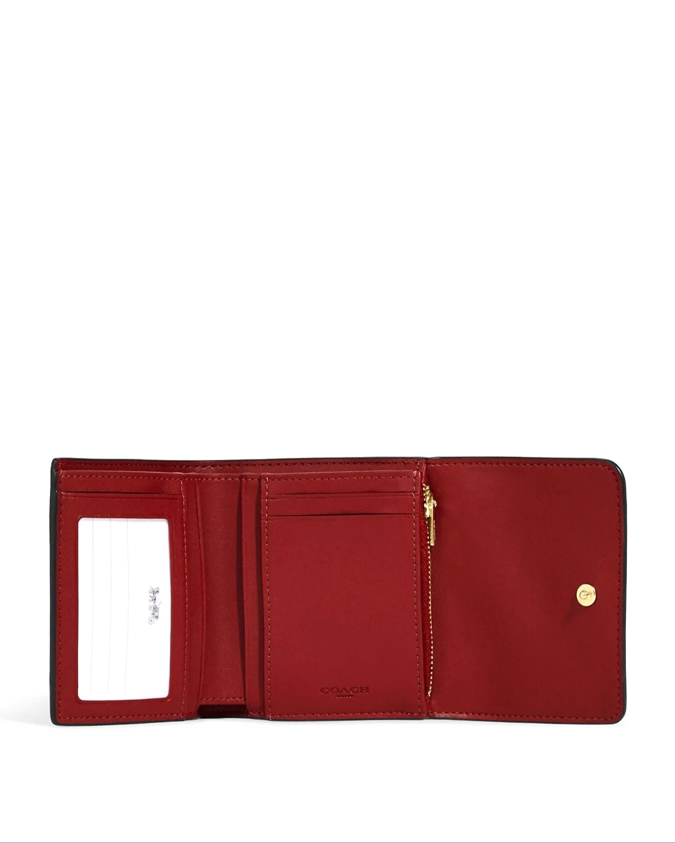 Coach Women's Brown & Red Small Trifold Wallet In Blocked Signature Canvas sold by Ruumur product image thumbnail 2