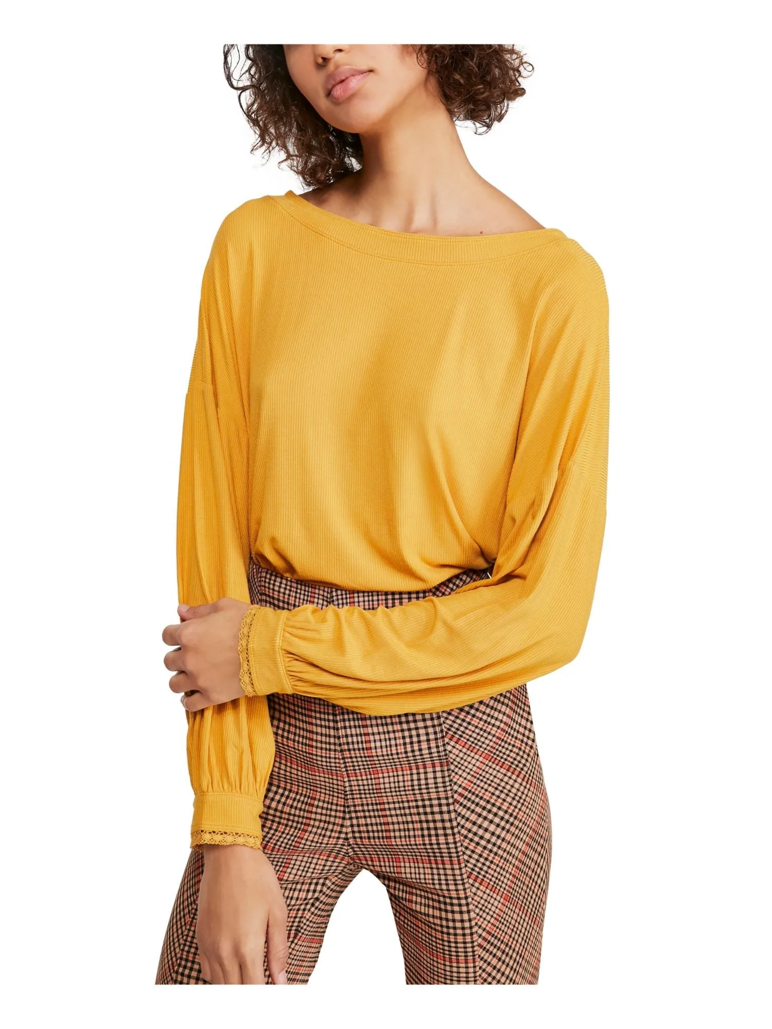 Free People Women's Long Sleeve V Neck Top Yellow Size Small sold by Ruumur