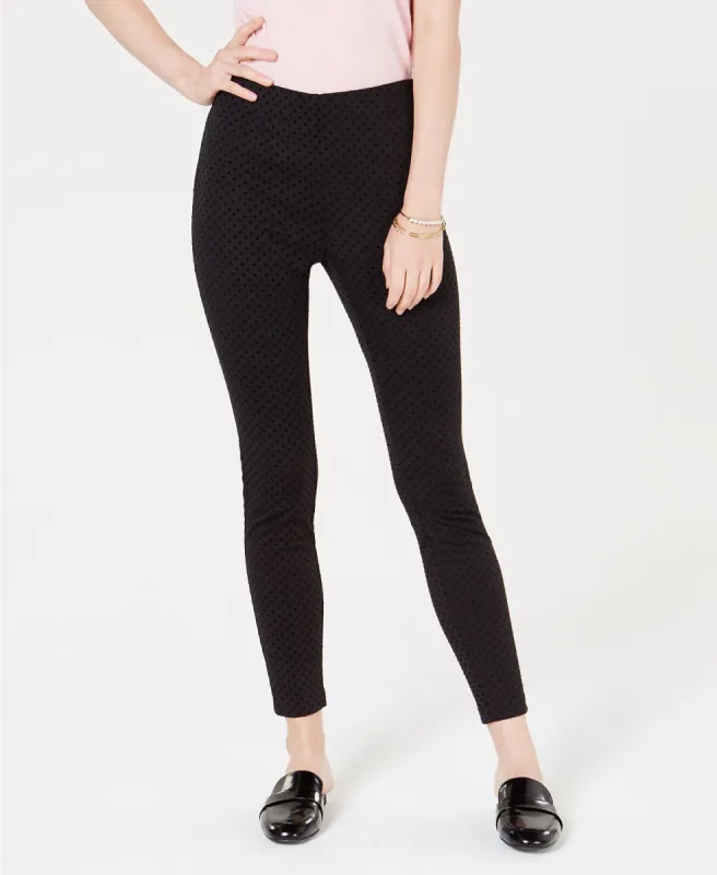 Maison Jules Women's Flocked Dotted Skinny Pants Black Size Medium made by Ruumur