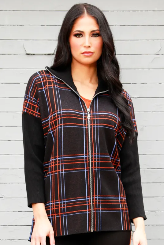 Angel Apparel Zip Plaid Poncho sold by Ruumur