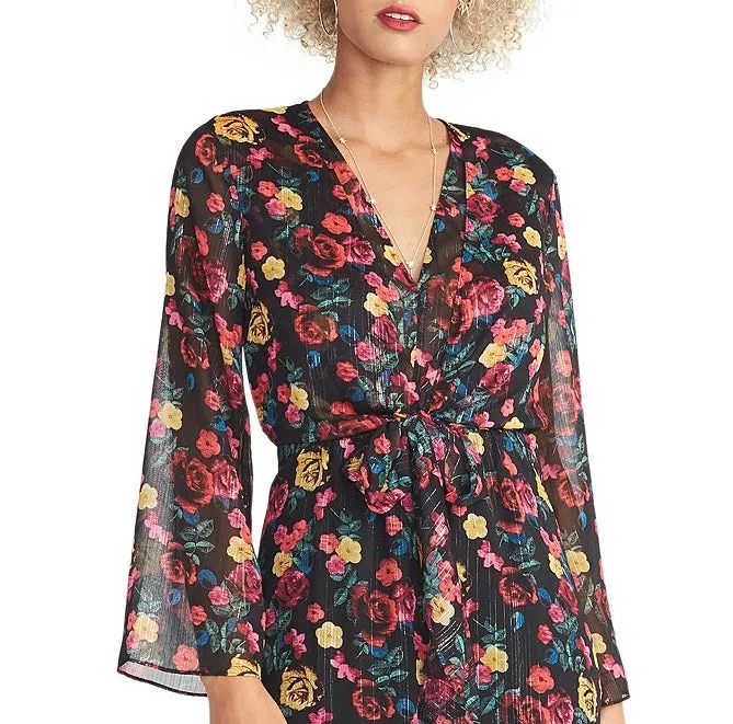 Rachel Rachel Roy Women's Tie-Waist Floral Print Dress Black Size Medium sold by Ruumur product image thumbnail 3