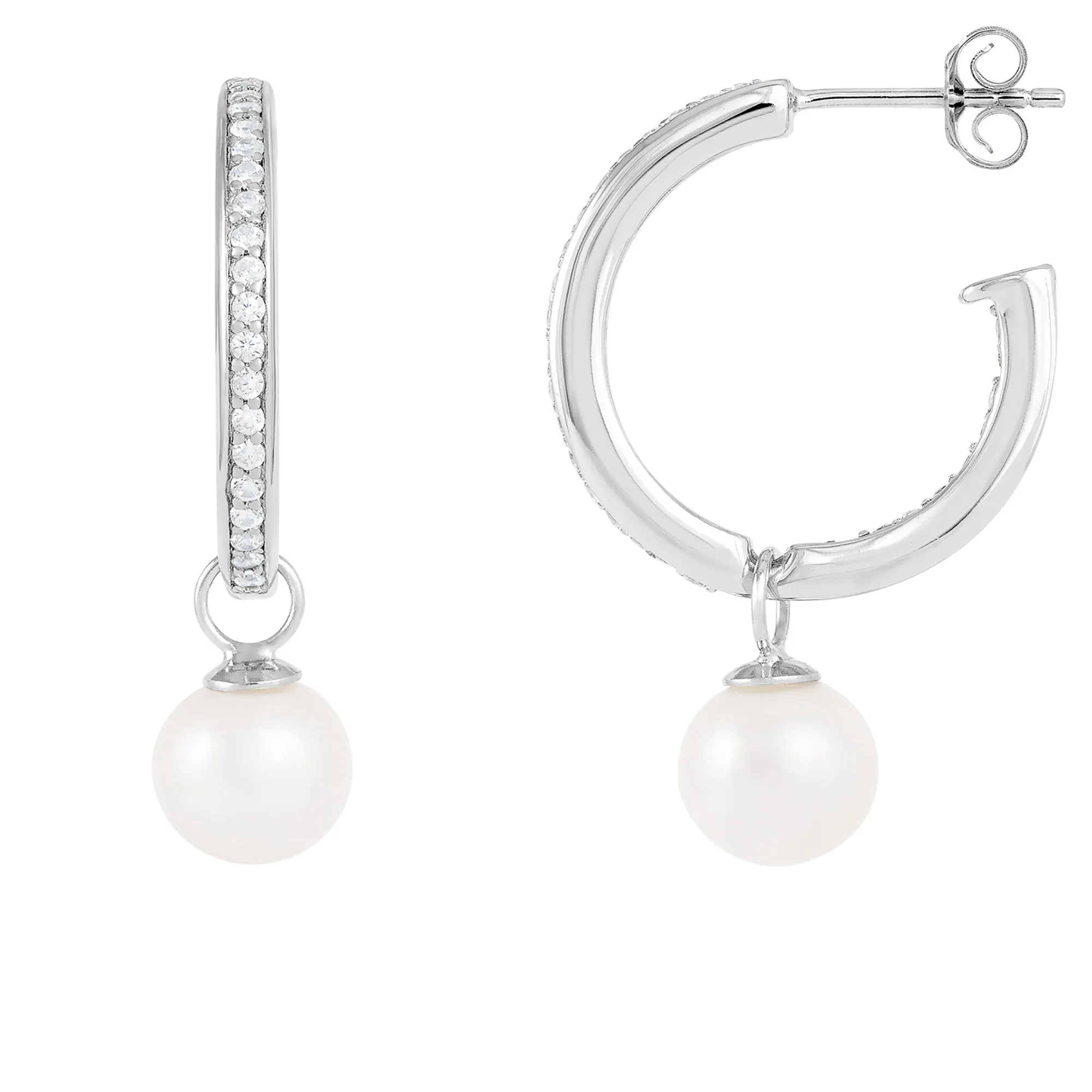 Splendid Pearls Sterling Silver Hoop Earrings sold by Ruumur