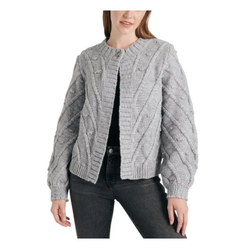Lucky Brand WoMen's Gray Textured Heather Long Sleeve Open Cardigan Sweater Grey Size Small sold by Ruumur