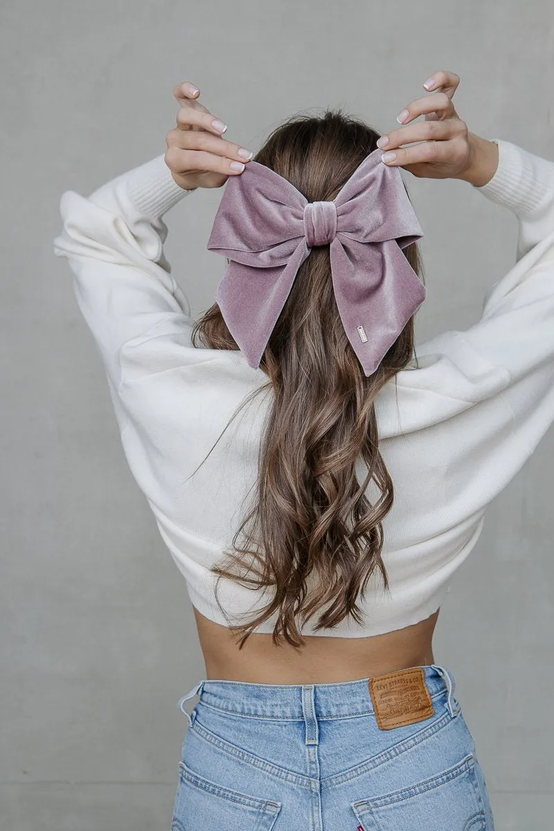 LARGE BOW VELVET BARRETTE sold by Ruumur