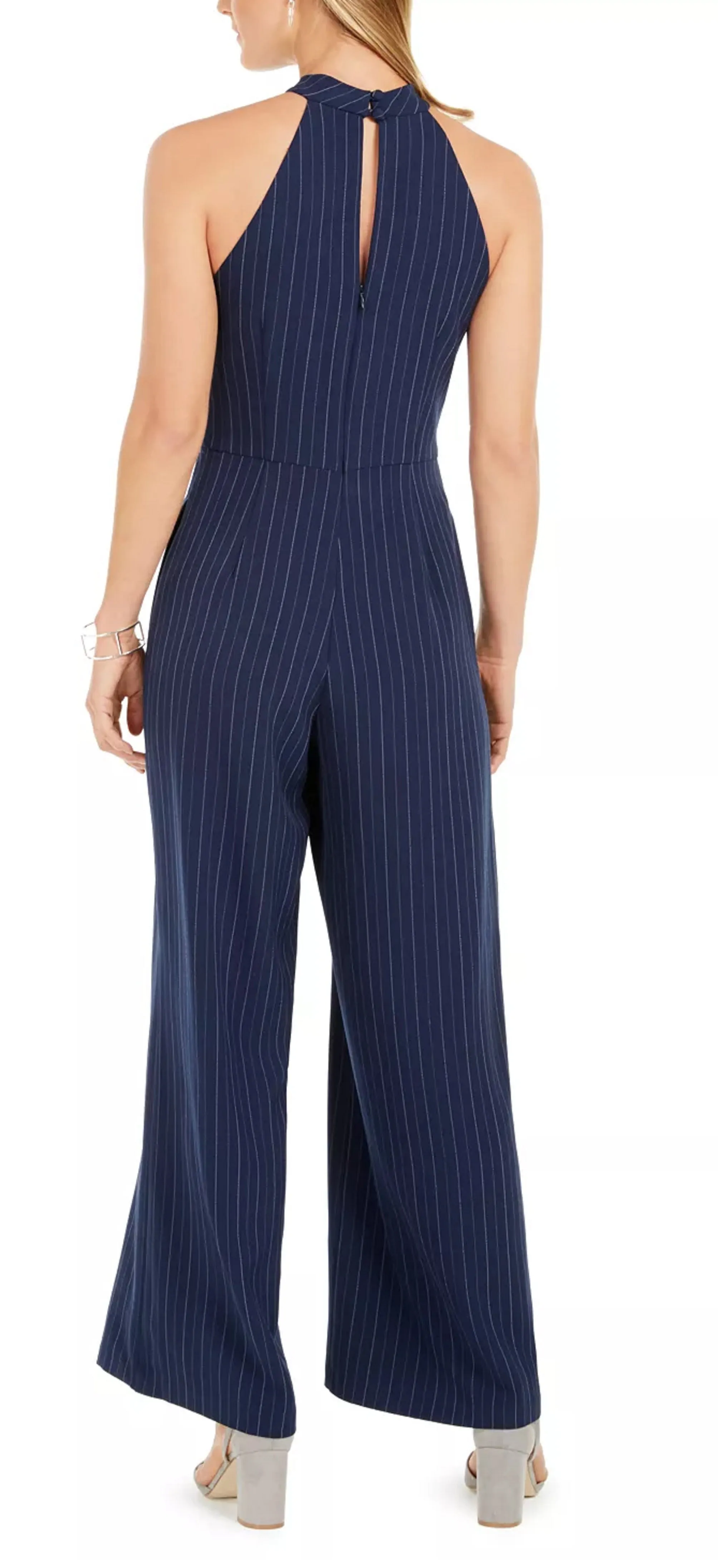 Julia Jordan Women's Pinstriped Jumpsuit Blue Size 12 sold by Ruumur product image thumbnail 2