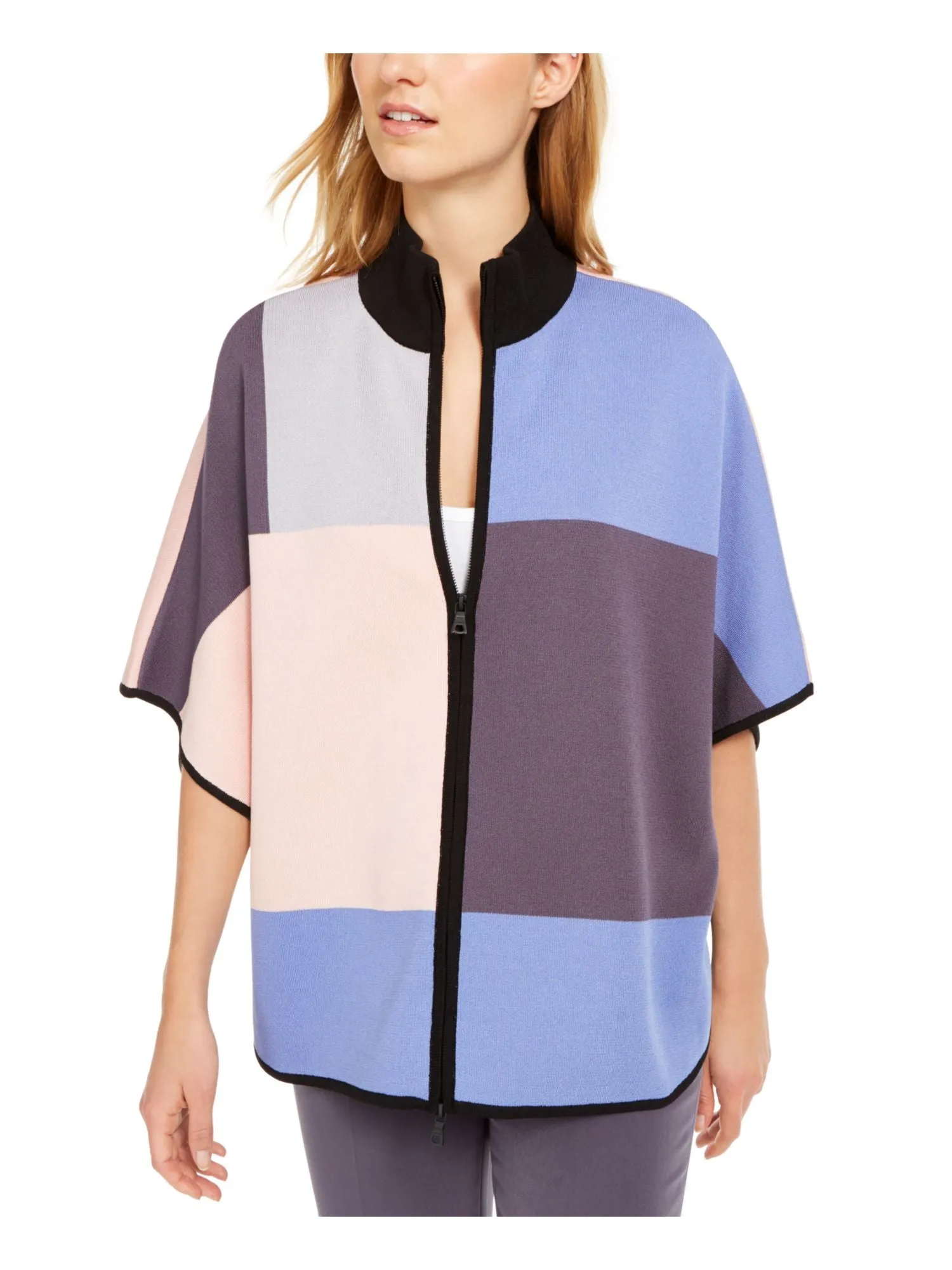 Anne Klein Women's Color Block Short Sleeve Open Cardigan Top Pink sold by Ruumur