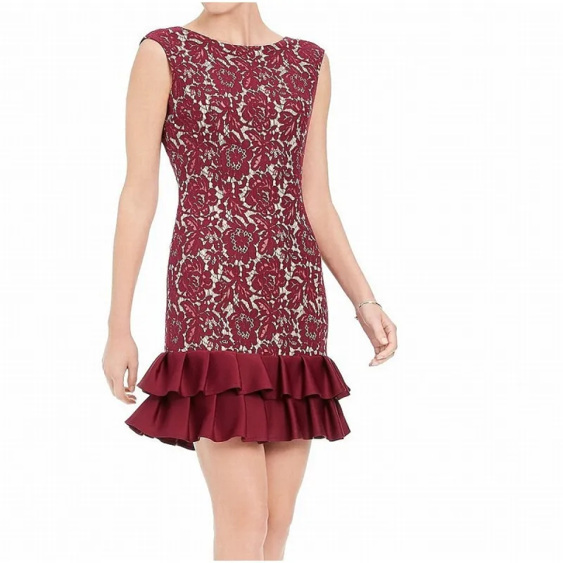 Donna Ricco Women's Sleeveless Lace Dress Wine Size 4 sold by Ruumur