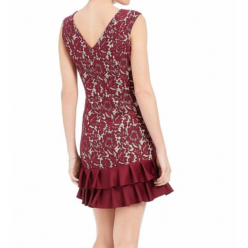 Donna Ricco Women's Sleeveless Lace Dress Wine Size 4 sold by Ruumur product image thumbnail 2
