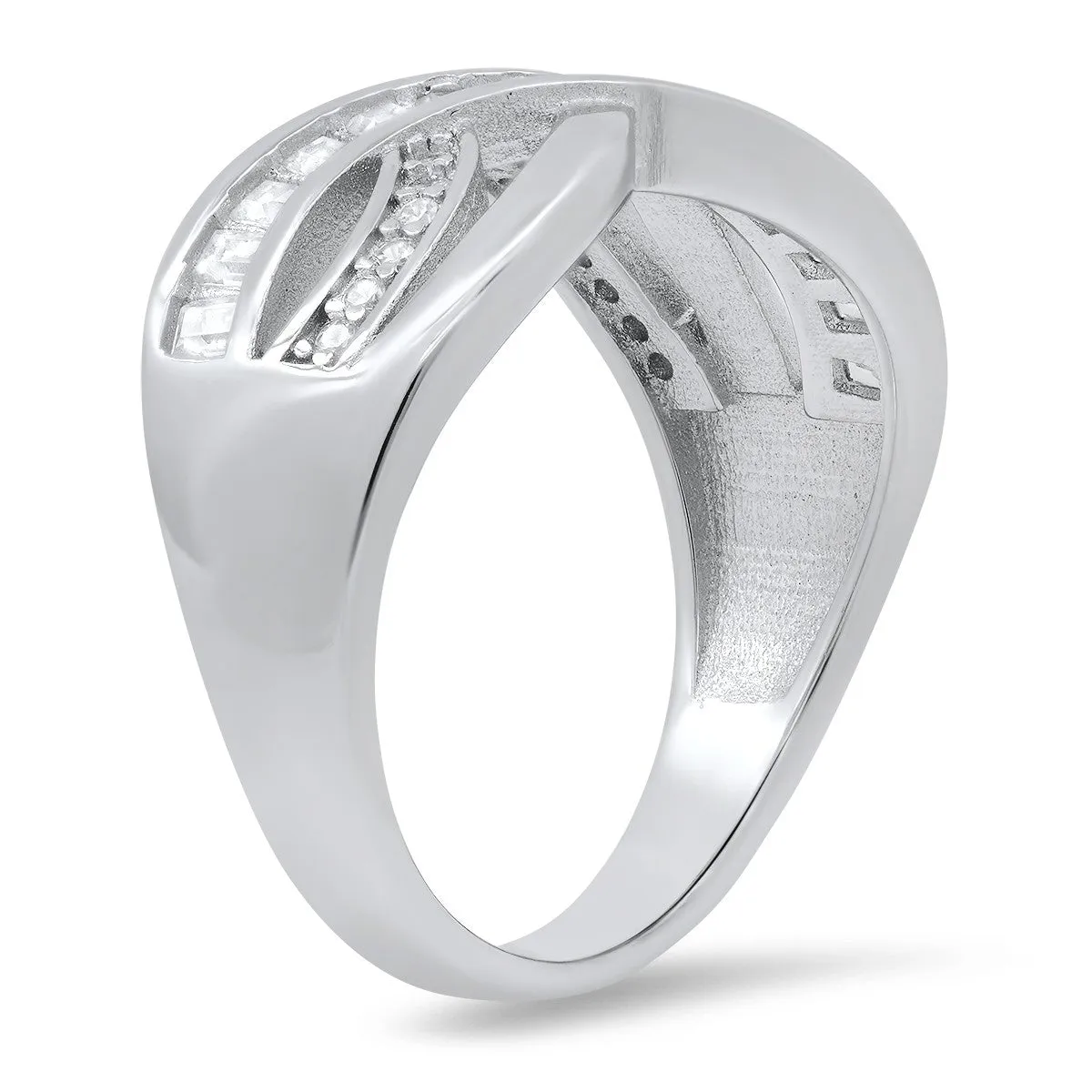 Sterling Silver Crossover CZ Ring sold by Ruumur product image thumbnail 2