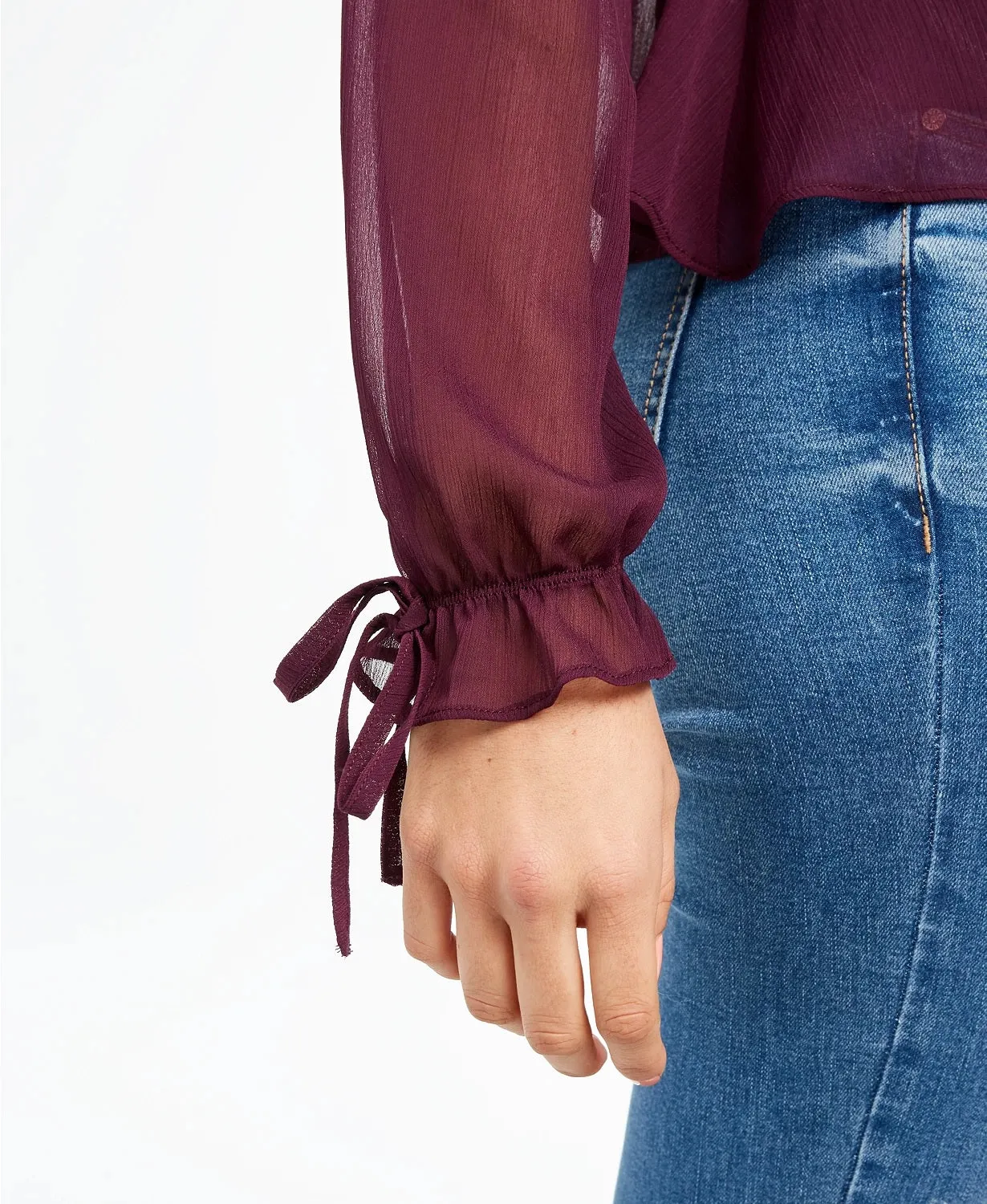 Q & A Women's Pleated Ruffle Blouse Purple Size X-Small sold by Ruumur product image thumbnail 3