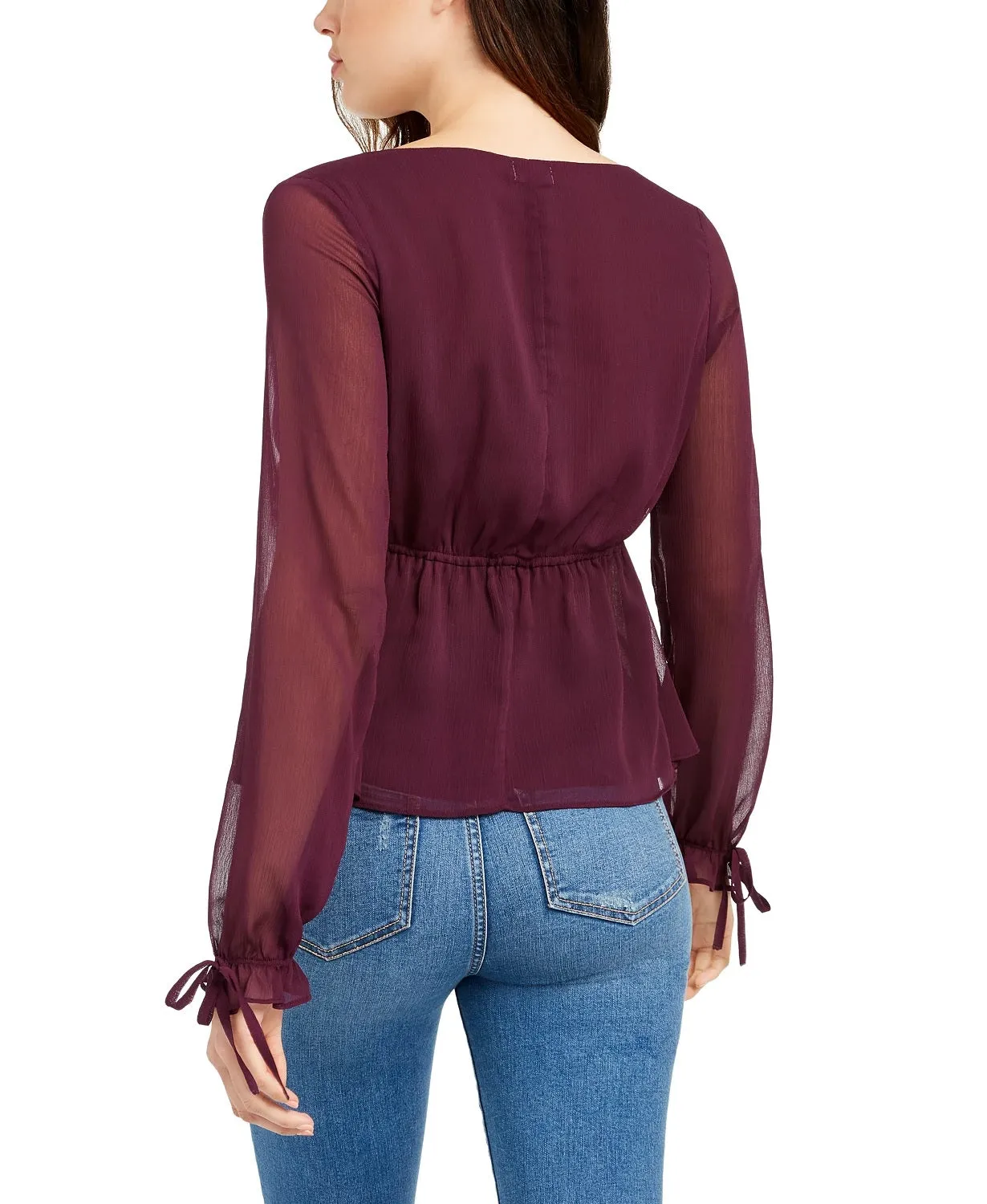 Q & A Women's Pleated Ruffle Blouse Purple Size X-Small sold by Ruumur product image thumbnail 2