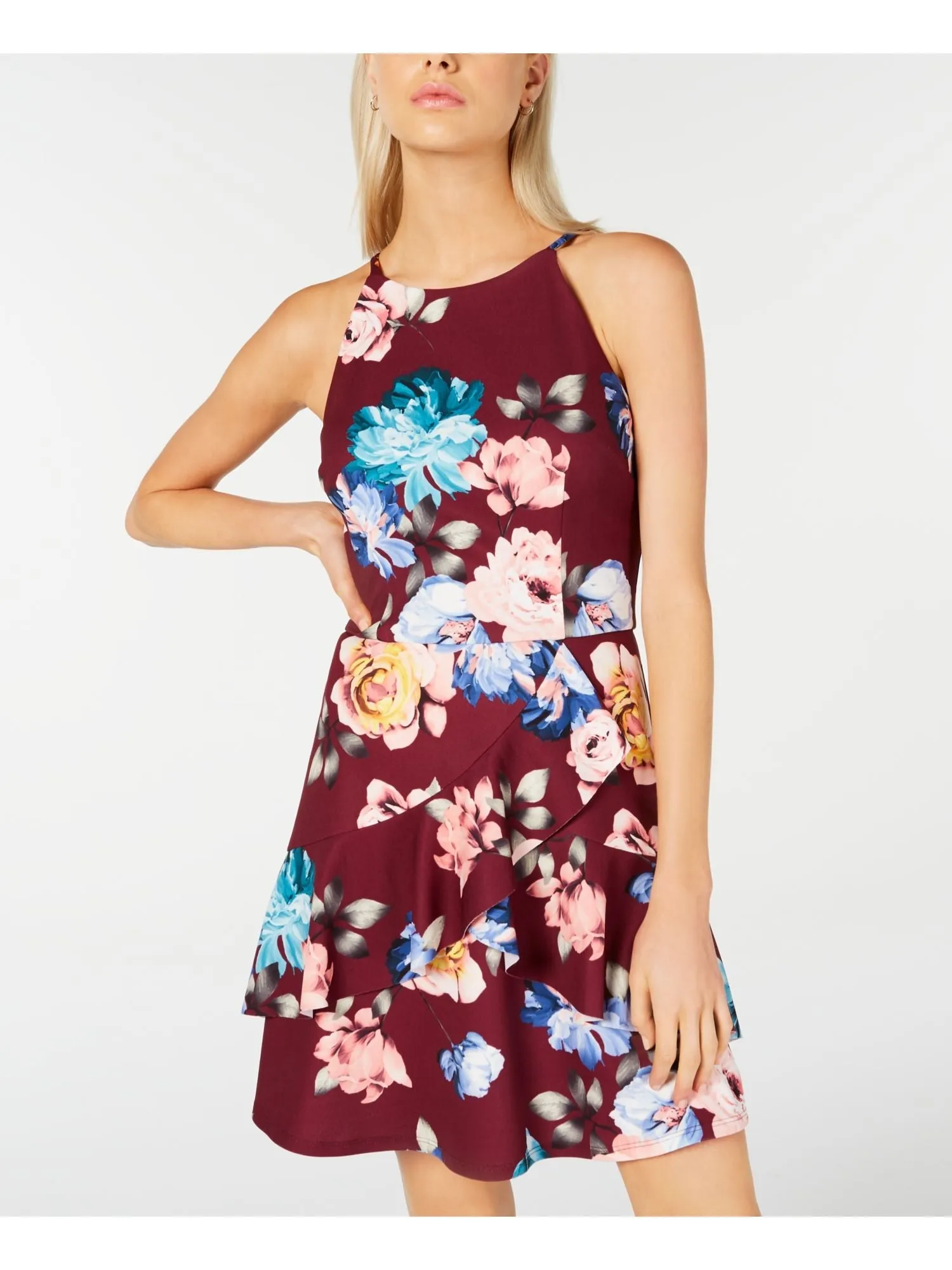 BCX Women's Floral Short Halter Dress Purple Size 3 sold by Ruumur