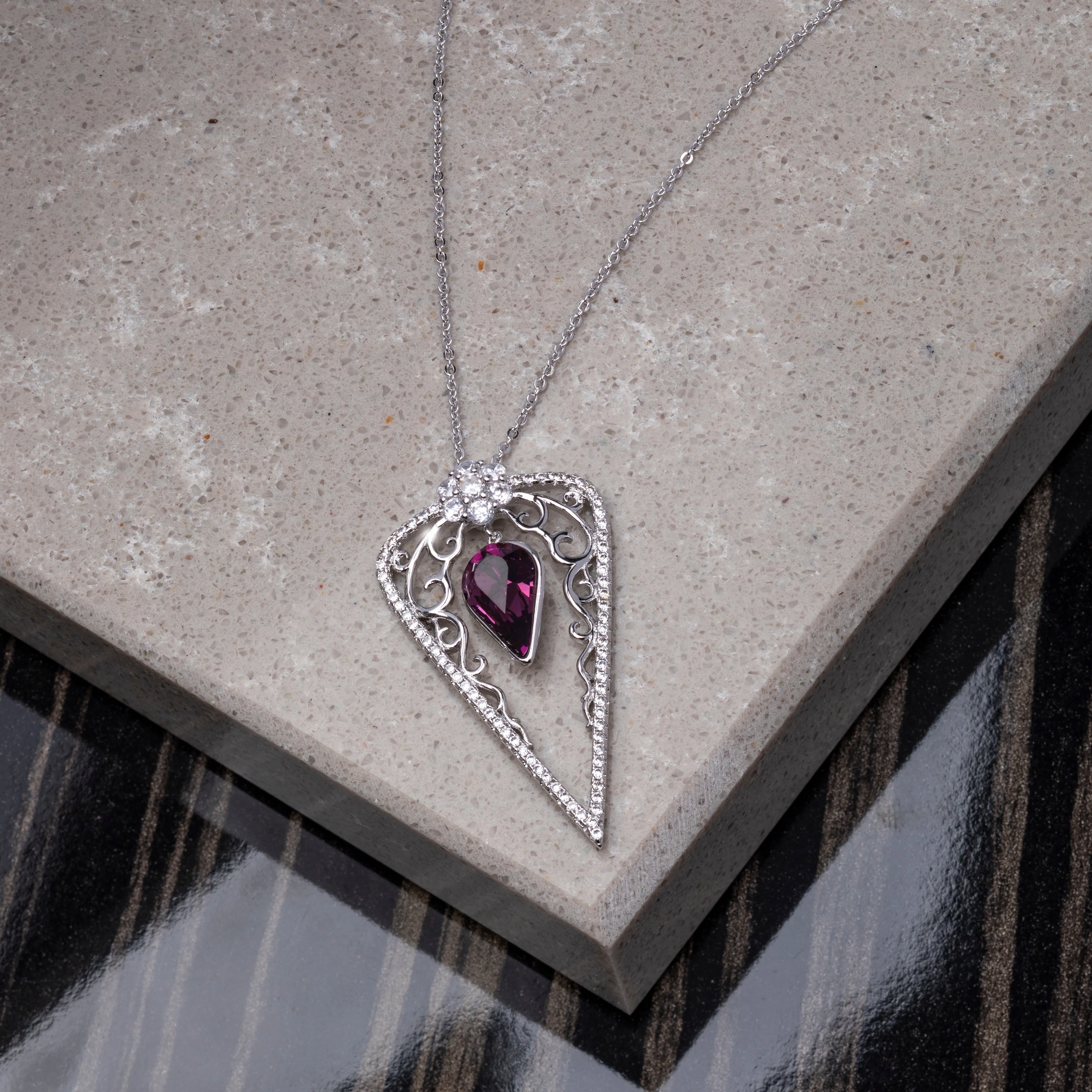 Statement Ornate Crystal Teardrop Pendant Necklace sold by Ruumur product image thumbnail 2