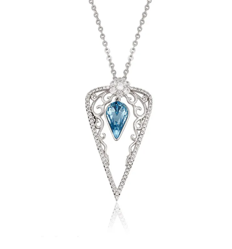 Statement  Ornate Crystal Teardrop Pendant Necklace sold by Ruumur