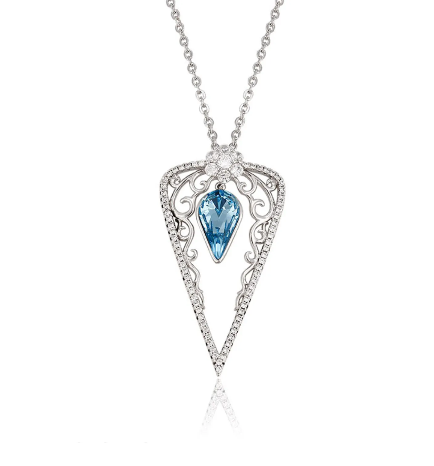 Statement Ornate Crystal Teardrop Pendant Necklace sold by Ruumur