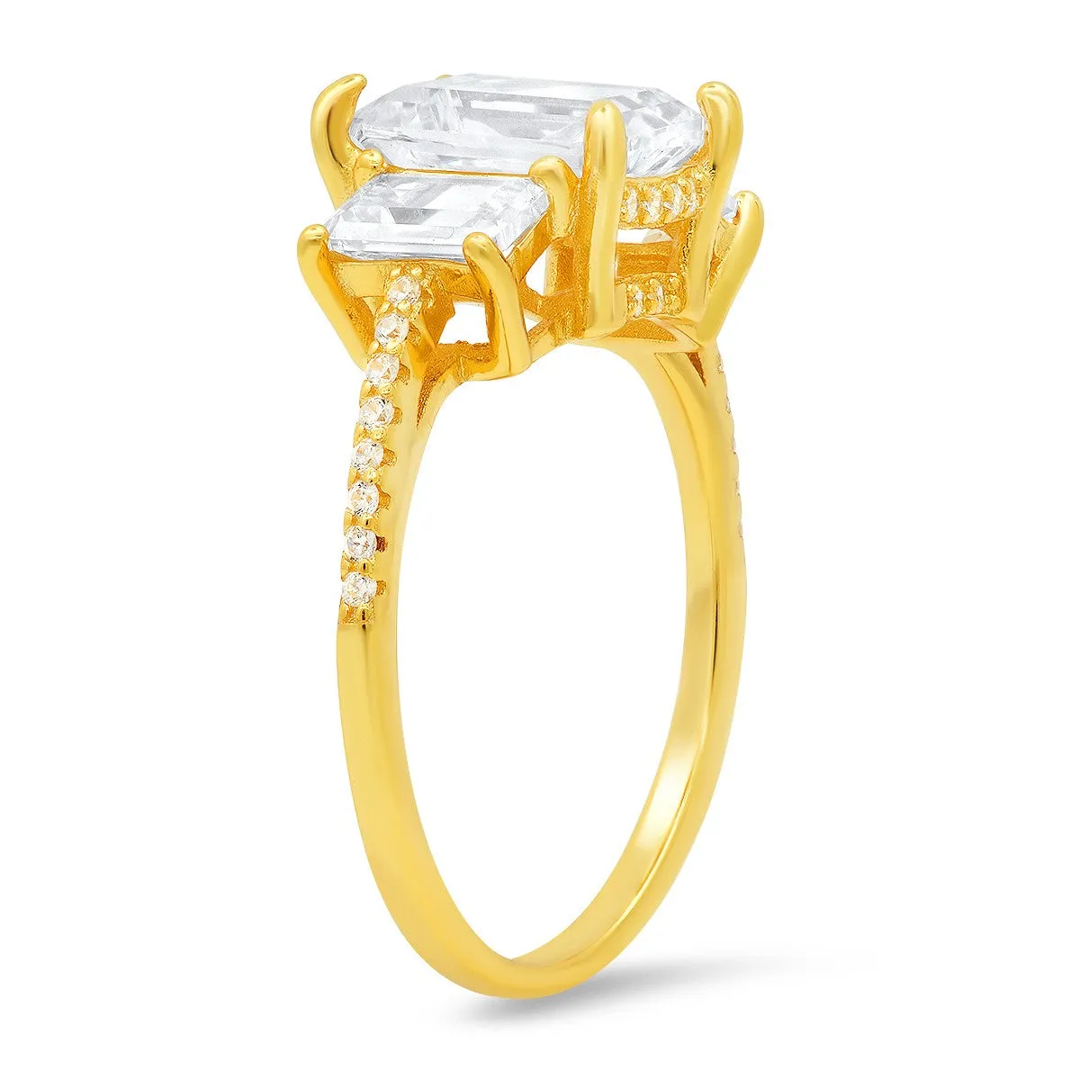 Sterling Silver 3-Stone Emerald-cut CZ Ring sold by Ruumur product image thumbnail 4