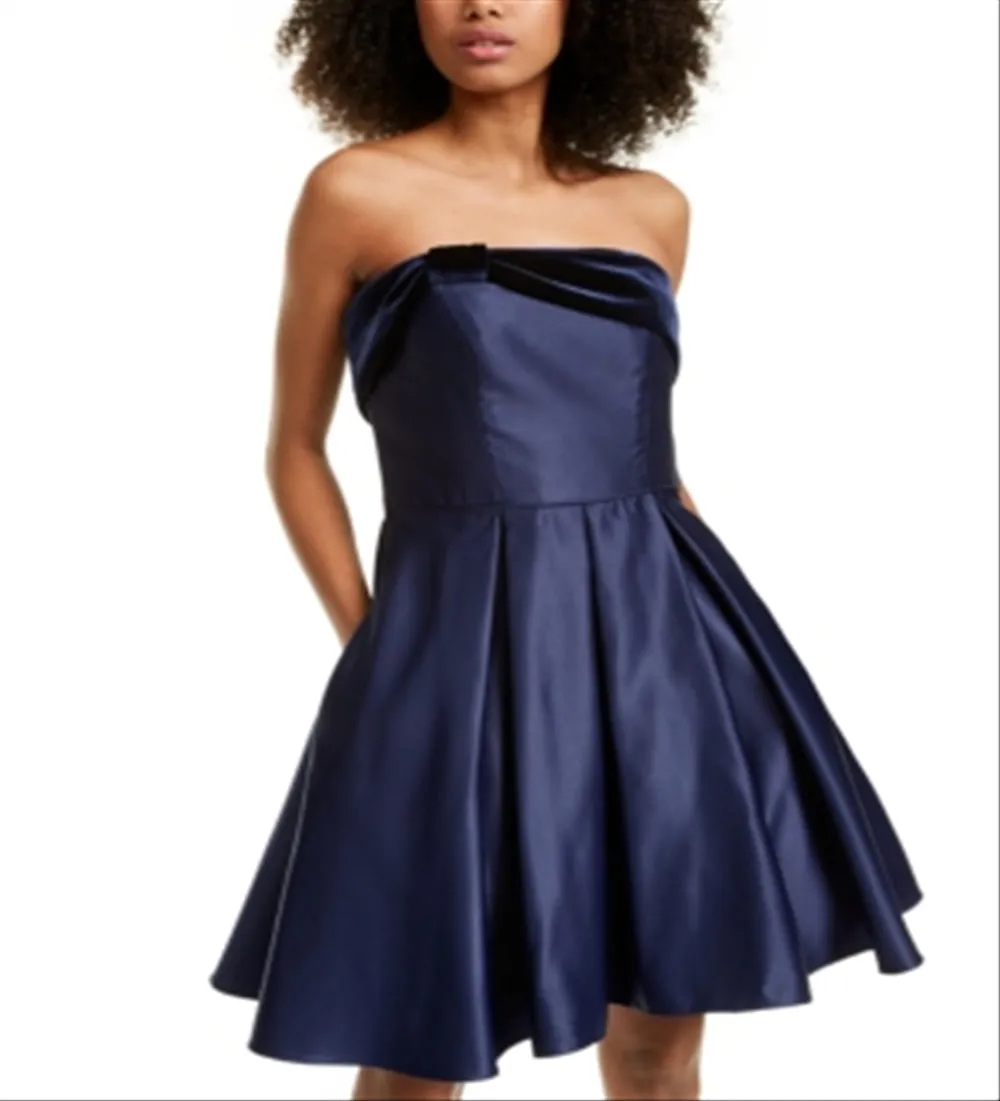 Blondie Nites Women's Velvet Cuff Short Fit & Flare Dress Blue Size 3 sold by Ruumur