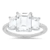 Sterling Silver 3-Stone Emerald-cut CZ Ring sold by Ruumur