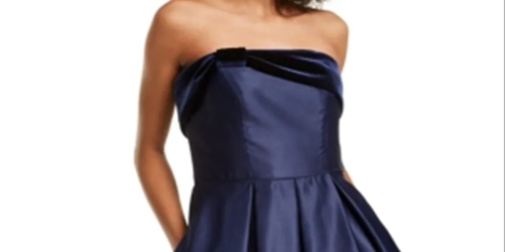 Blondie Nites Women's Velvet Cuff Short Fit & Flare Dress Blue Size 3 sold by Ruumur product image thumbnail 2