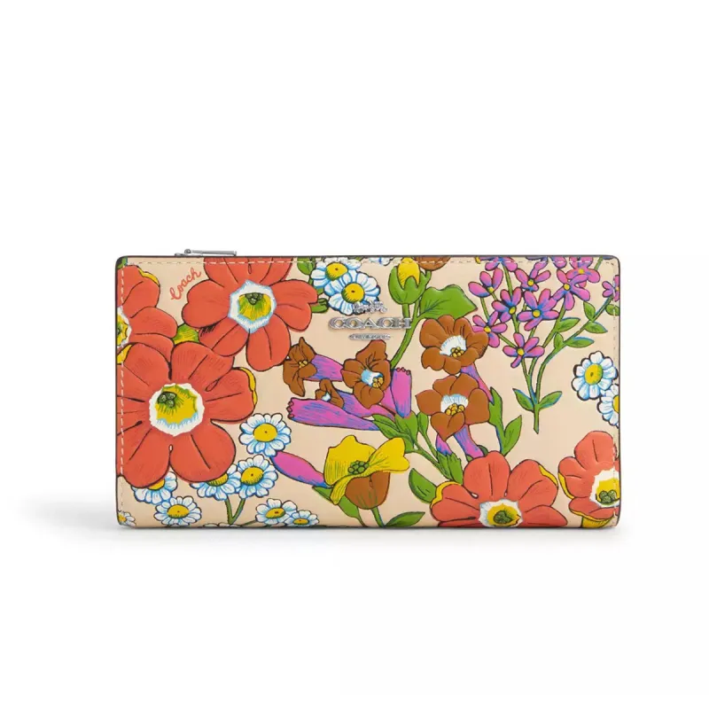 Coach Slim Zip Wallet With Floral Print sold by Ruumur