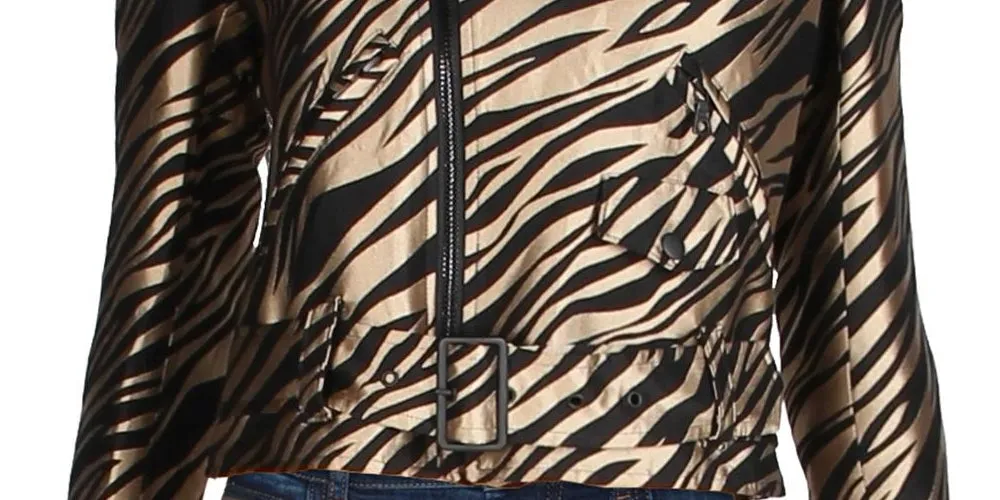 Anne Klein Women's Zippered Belted Printed Bolero Jacket Brown Size 0 sold by Ruumur product image thumbnail 3