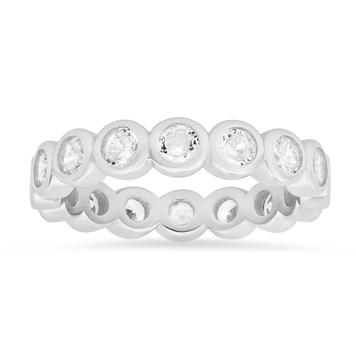 Sterling Silver Bezel-set CZ Eternity Band Ring sold by Ruumur