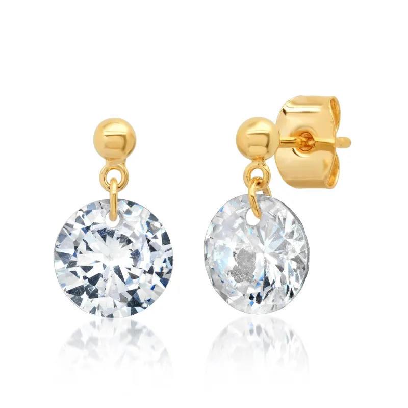 Gold Ball Stud with Flooating CZ Drop sold by Ruumur