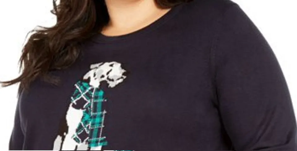 Tommy Hilfiger Women's Printed Long Sleeve Jewel Neck Top Blue Size 2X sold by Ruumur product image thumbnail 2