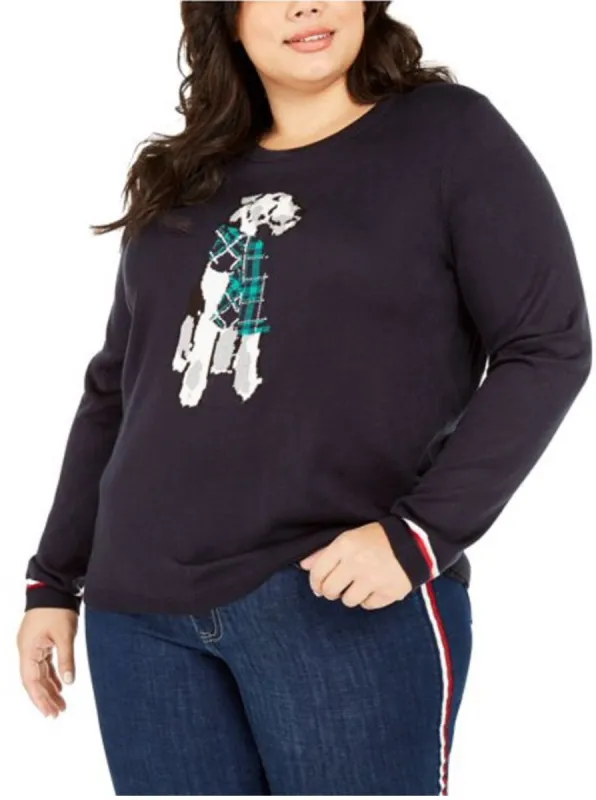 Tommy Hilfiger Women's Printed Long Sleeve Jewel Neck Top Blue Size 2X sold by Ruumur